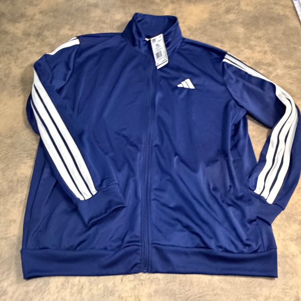 Adidas Track Jacket Mens XL Blue M 3S TR TT Full Zip 3-Stripe Sportswear